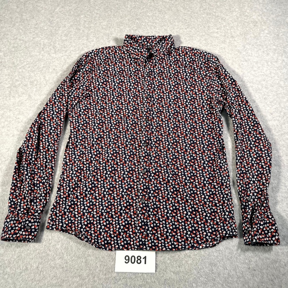 Michael Kors Shirt Mens Large Multicolor Floral Slim Fit Collared Button Up